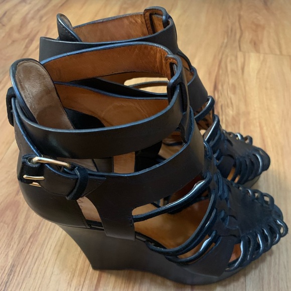 Givenchy Corinne Huarache Leather Sandal Wedges - Picture 7 of 16